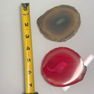 Set of Two Agate Slice Coaster - Pink/Red and Brown/Blue